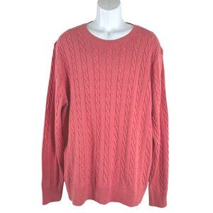Brooks Brothers Supima Cotton Sweater XL Cable Knit Red Pink Crewneck FS-1399